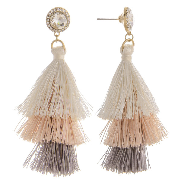 Wholesale long tassel earring multiple colors rhinestone post