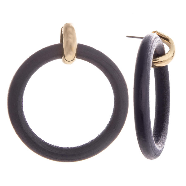 Wholesale gold post earrings wooden hoops diameter