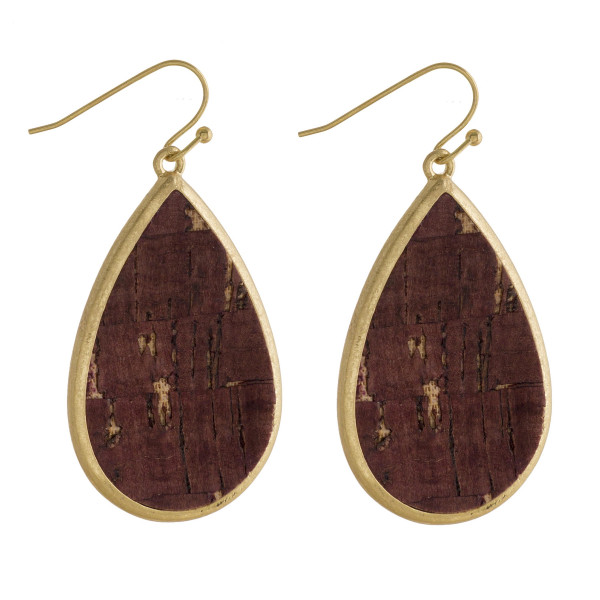 Wholesale long drop fishhook earring cork gold trim Approximate