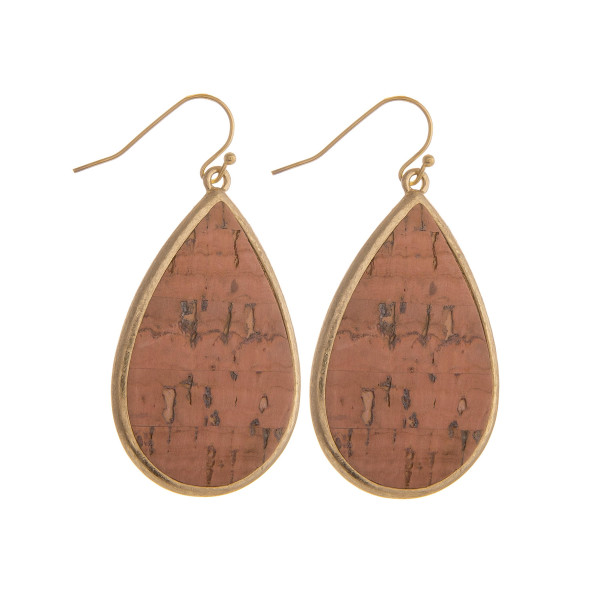 Wholesale long drop fishhook earring cork gold trim Approximate