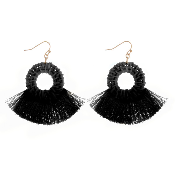 Wholesale long woven raffia tassel earrings diameter