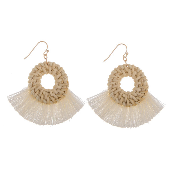 Wholesale long woven raffia tassel earrings diameter