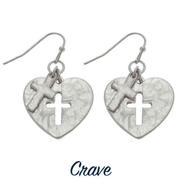 Wholesale heart earrings cross cutout charm tall