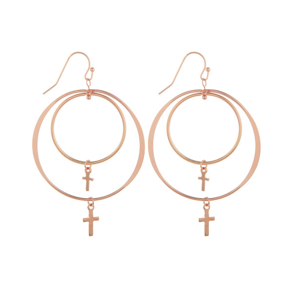 Wholesale long layered hoop earrings cross charm Approximate