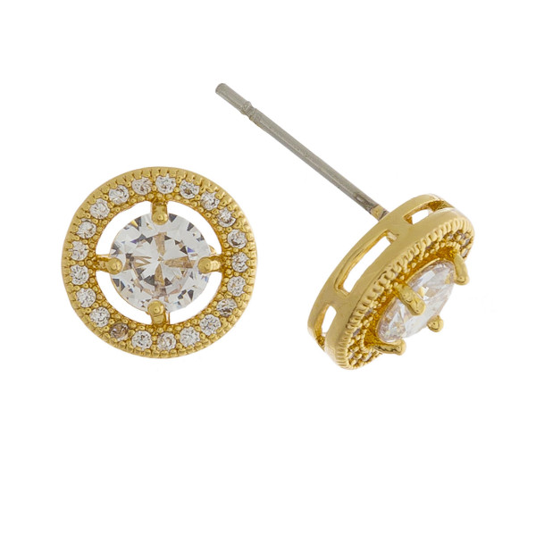 Wholesale short stud k plated gold earring rhinestone Approximate