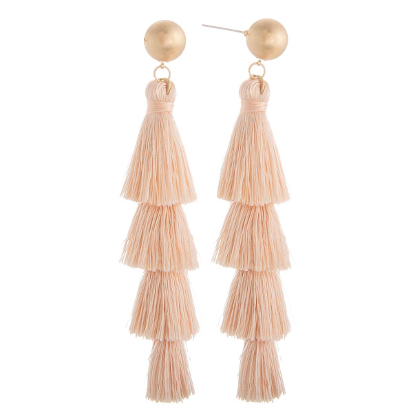 Wholesale long tassel earring gold post Approximate