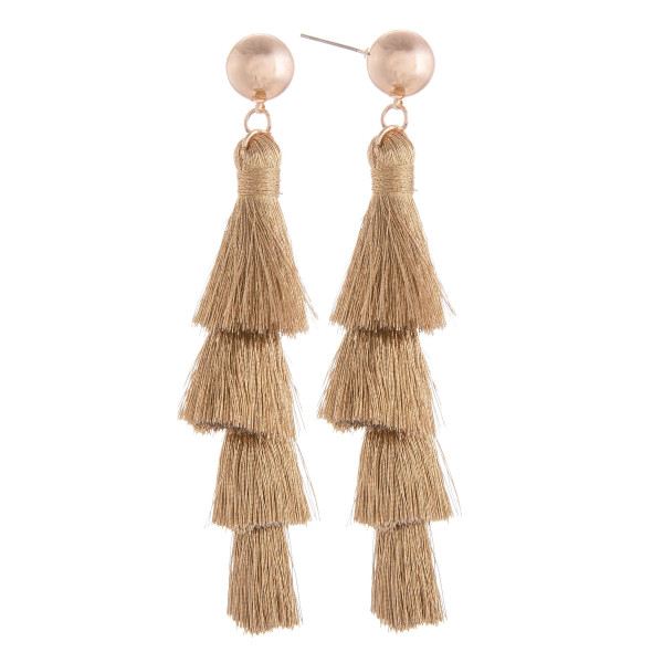 Wholesale long tassel earring gold post Approximate