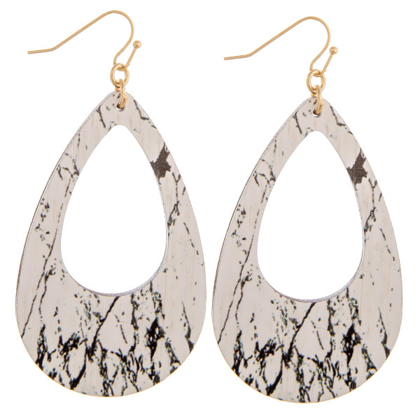 Wholesale wood teardrop earrings howlite stone inspired pattern Measure