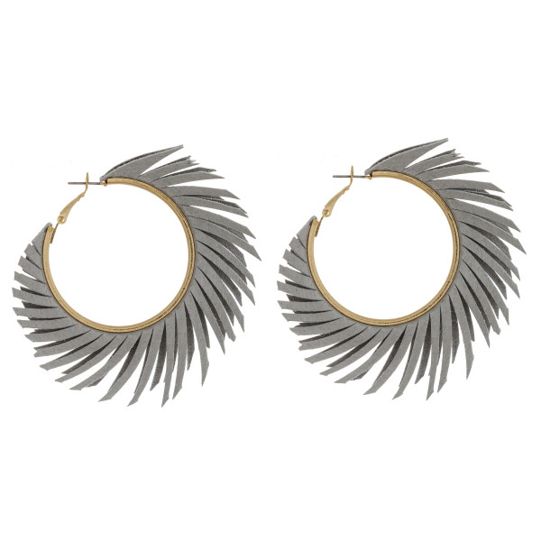 Wholesale large hoop earrings feather inspired tassel accents diameter