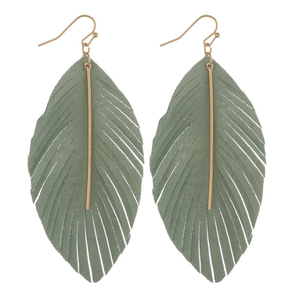 Wholesale long feather fabric inspired earrings metal bar accent