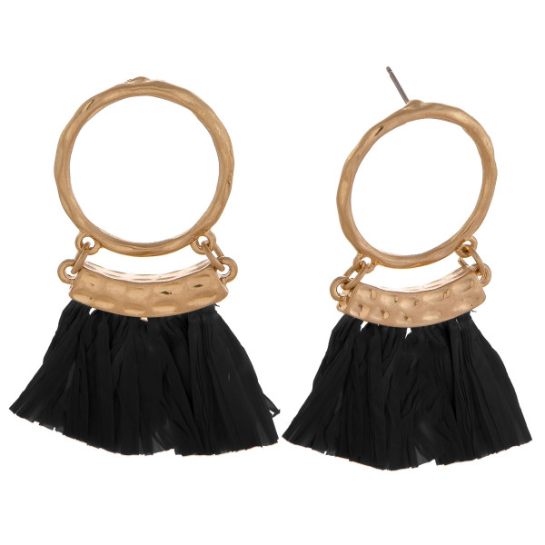 Wholesale circular drop earrings black tassels gold accents