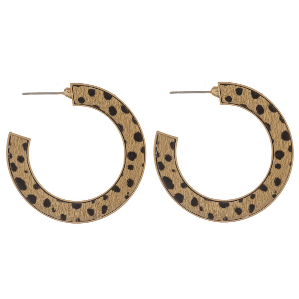 Wholesale faux fur genuine leather cheetah print hoop earrings diameter