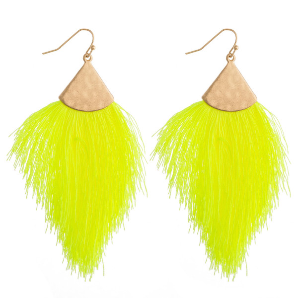 Wholesale long drop earrings neon tassel details gold metal accents