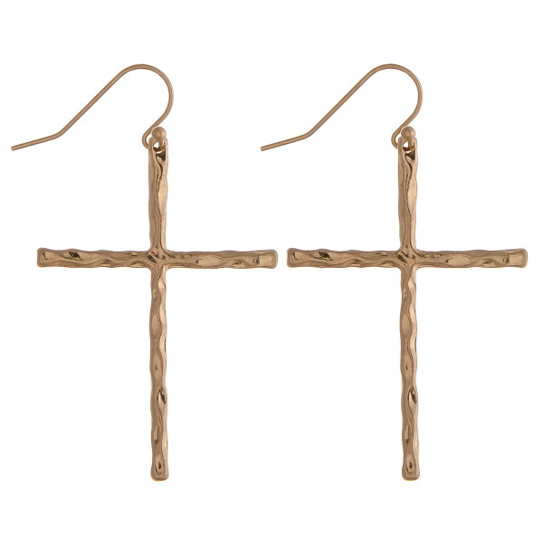 Wholesale gold cross earrings wavy textured