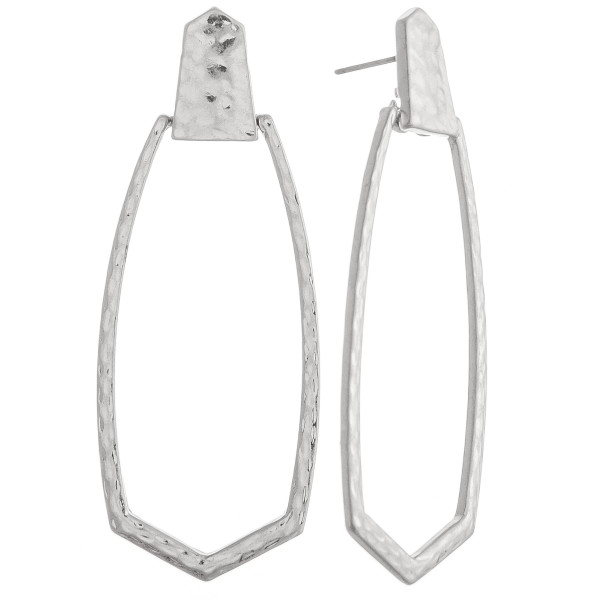 Wholesale metal rectangular earrings lightly hammered