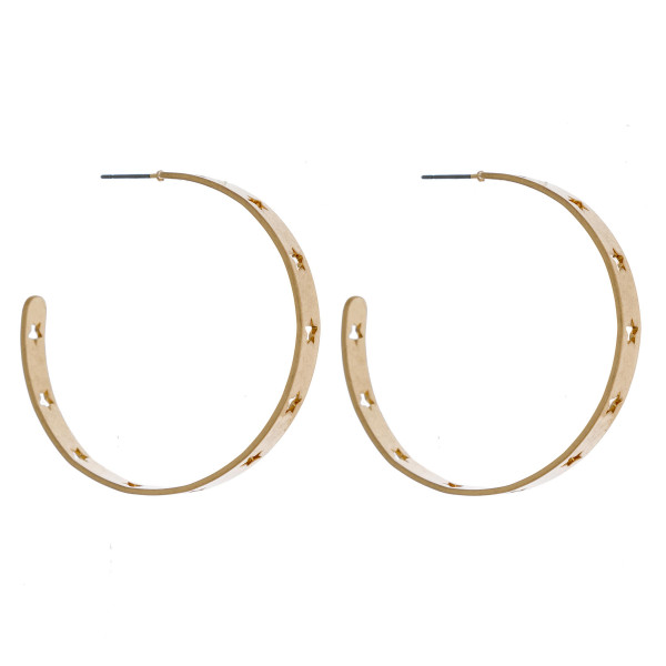 Wholesale large metal hoop earrings cut out star details diameter
