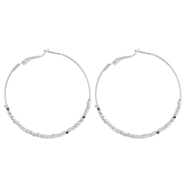 Wholesale dainty silver hoop earrings silver beaded accents diameter
