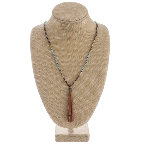 Wholesale long iridescent beaded necklace tassel pendant Pendant overall