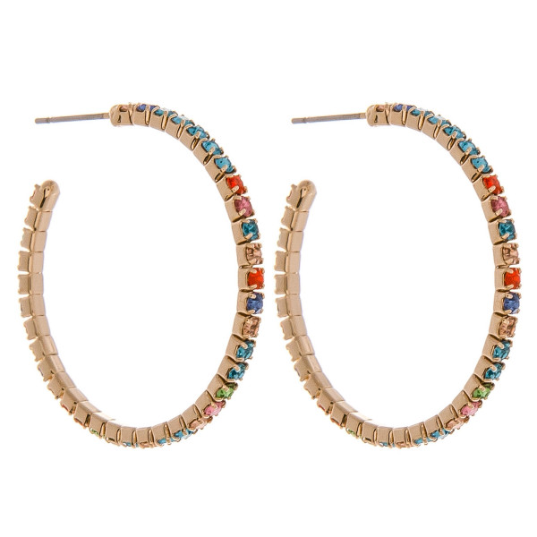 Wholesale gold hoop earrings multicolor cubic zirconia details diameter