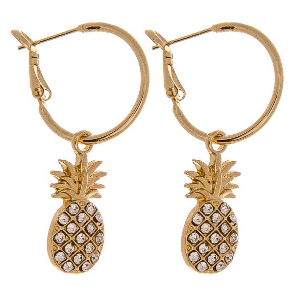 Wholesale dainty hoop earrings pineapple accent cubic zirconia details