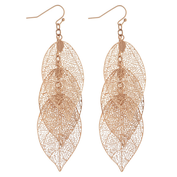 Wholesale trio filigree leaf inspired drop earrings