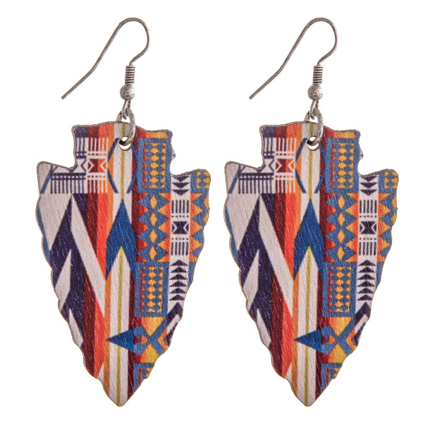 Wholesale wood inspired arrowhead earrings western print pattern details