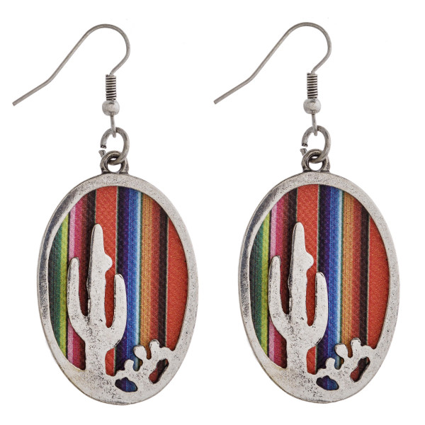 Wholesale faux leather serape encased western cactus dangle earrings
