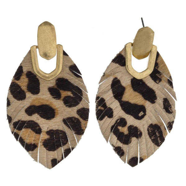 Wholesale leopard print faux fur feather drop earrings