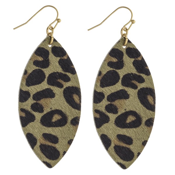 Wholesale leopard print faux fur pointed oval drop earrings