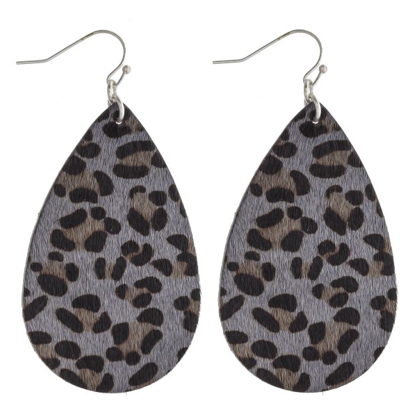 Wholesale leopard print cowhide teardrop earrings