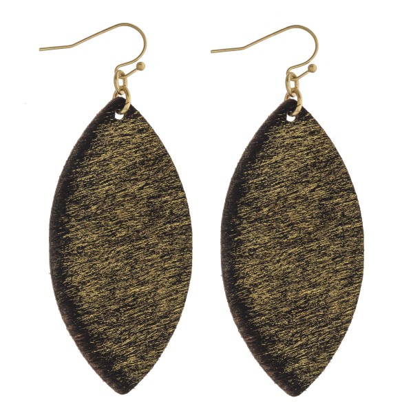 Wholesale cowhide finish pointed oval drop earrings