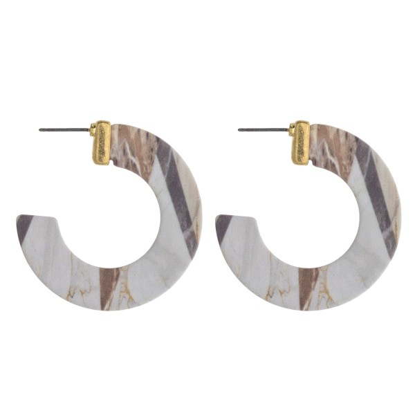 Wholesale matte resin marble print open hoop earrings diameter
