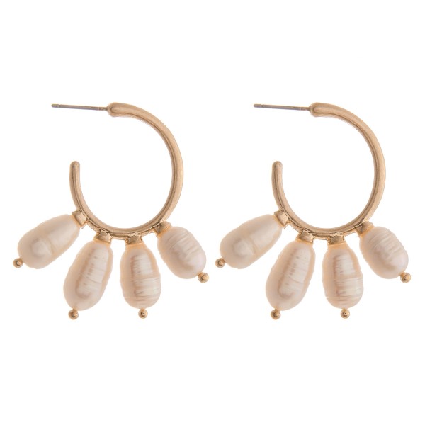 Wholesale faux pearl metal open hoop earrings