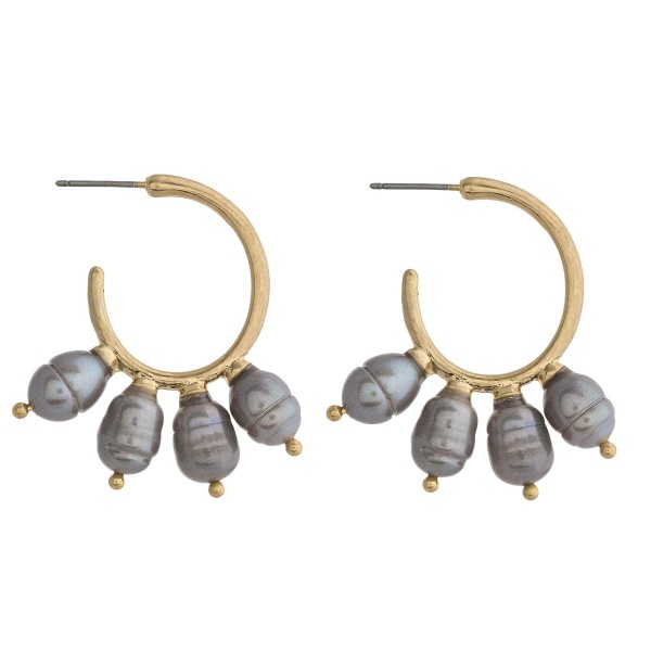 Wholesale faux pearl metal open hoop earrings