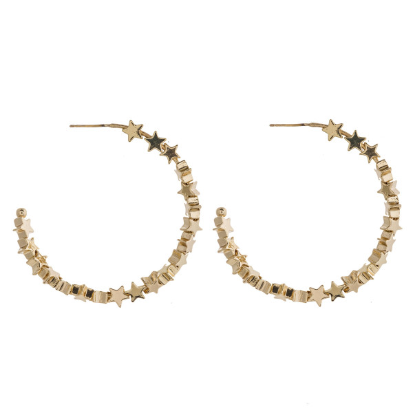 Wholesale gold star beaded open hoop earrings diameter