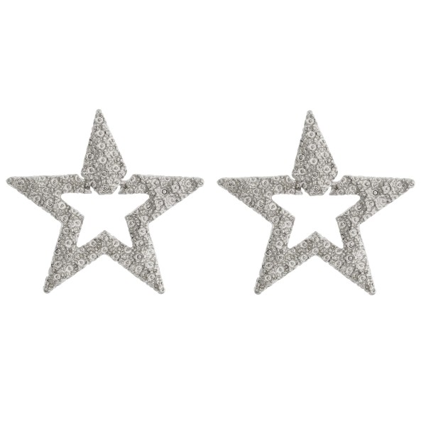 Wholesale metal crinkled textured star earrings