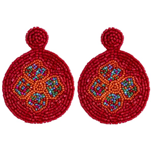 Wholesale seed beaded felt flower disc earrings diameter