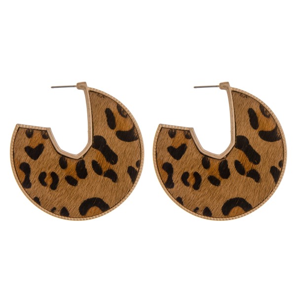 Wholesale cowhide leopard print encased open hoop disc earrings diameter