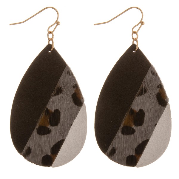 Multi faux leather leopard print teardrop earrings.

- Approximately 2.5" in length