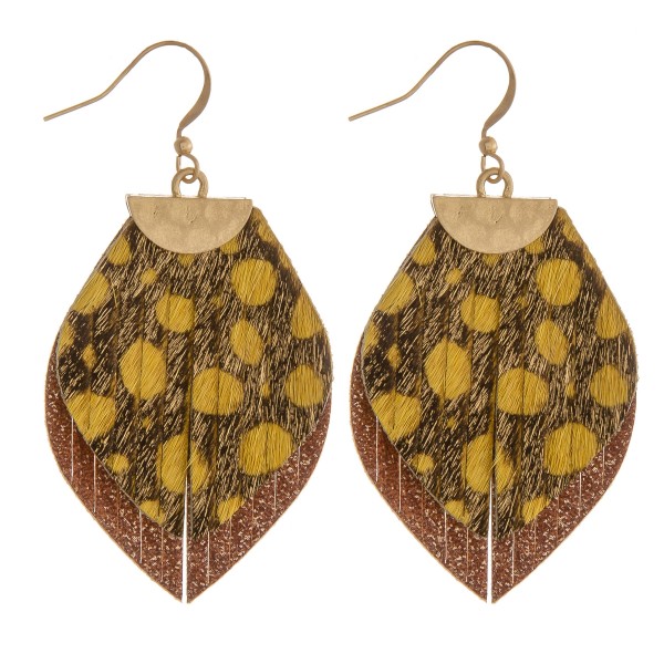 Wholesale genuine leather layered animal print earrings