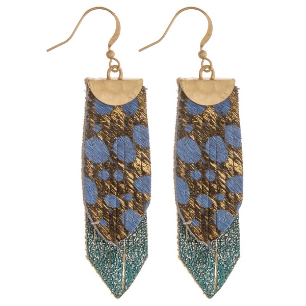 Wholesale genuine leather layered animal print earrings