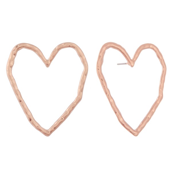 Wholesale oversized hammered heart stud earrings L