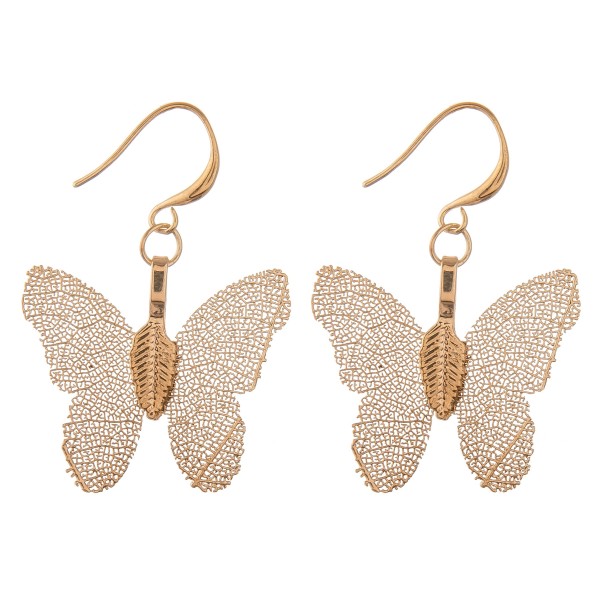 Butterfly filigree drop earrings.

- Approximately 1.5" L 