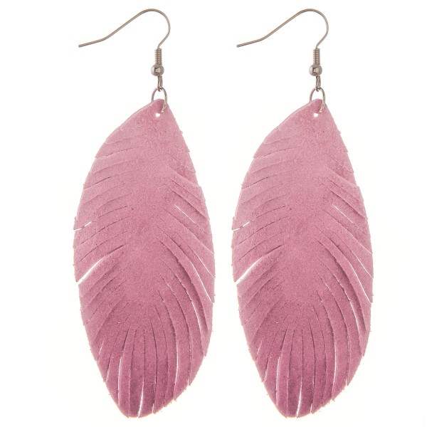 Wholesale narrow Faux Suede Feather Earrings L