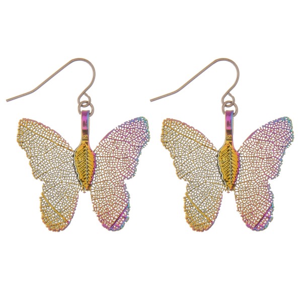 White Gold dipped short filigree butterfly drop earrings.

- Approximately 1.25" L