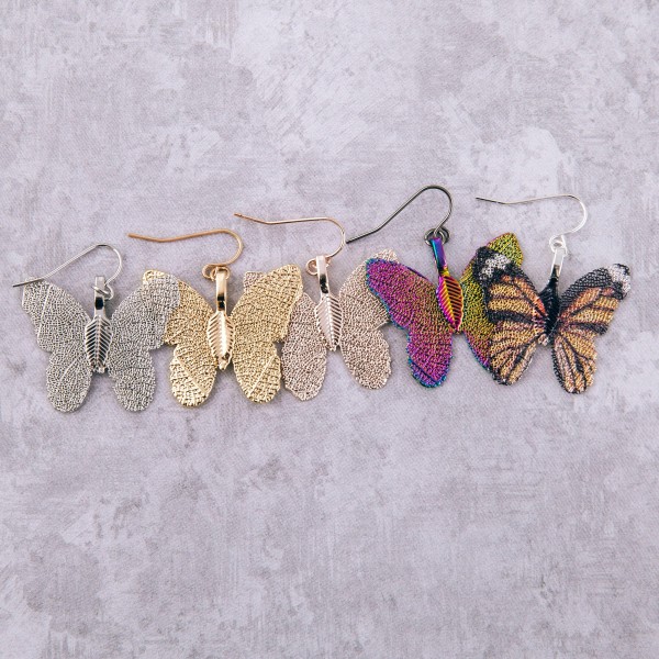 White Gold dipped short filigree butterfly drop earrings.

- Approximately 1.25" L