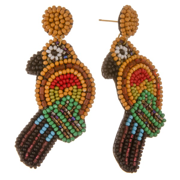 Wholesale seed beaded felt parrot earrings