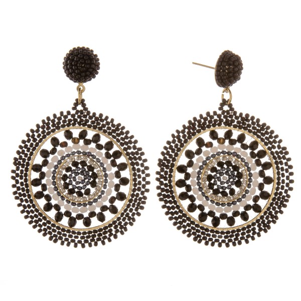 Wholesale seed beaded woven bohemian earrings glass bead details diameter