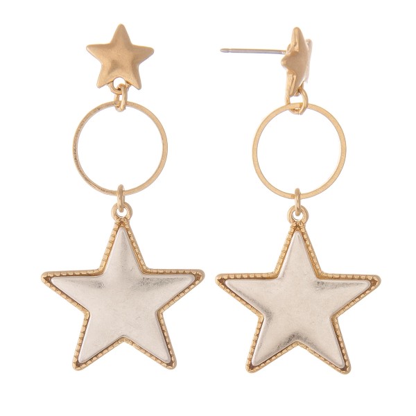 Wholesale two Star Drop Earrings Star Stud Post L