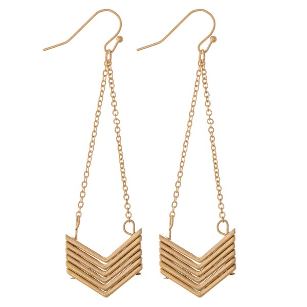 Wholesale gold Chevron Chain Link Drop Earrings L